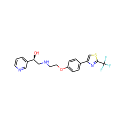 O[C@@H](CNCCOc1ccc(-c2csc(C(F)(F)F)n2)cc1)c1cccnc1 ZINC000028958954