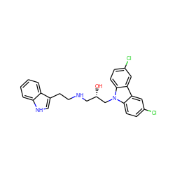 O[C@@H](CNCCc1c[nH]c2ccccc12)Cn1c2ccc(Cl)cc2c2cc(Cl)ccc21 ZINC000028464439