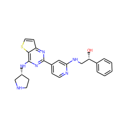 O[C@@H](CNc1cc(-c2nc(N[C@@H]3CCNC3)c3sccc3n2)ccn1)c1ccccc1 ZINC000223671752