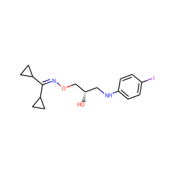 O[C@@H](CNc1ccc(I)cc1)CON=C(C1CC1)C1CC1 ZINC000011422340