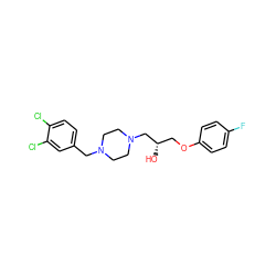 O[C@@H](COc1ccc(F)cc1)CN1CCN(Cc2ccc(Cl)c(Cl)c2)CC1 ZINC000095589811