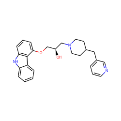 O[C@@H](COc1cccc2[nH]c3ccccc3c12)CN1CCC(Cc2cccnc2)CC1 ZINC000049090065