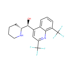 O[C@@H](c1cc(C(F)(F)F)nc2c(C(F)(F)F)cccc12)[C@H]1CCCCN1 ZINC000000897085