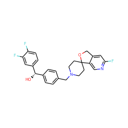 O[C@@H](c1ccc(CN2CCC3(CC2)OCc2cc(F)ncc23)cc1)c1ccc(F)c(F)c1 ZINC000045259942