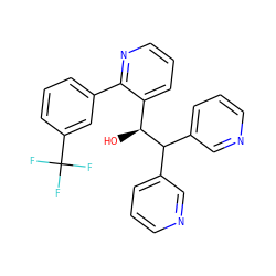 O[C@@H](c1cccnc1-c1cccc(C(F)(F)F)c1)C(c1cccnc1)c1cccnc1 ZINC000043153045