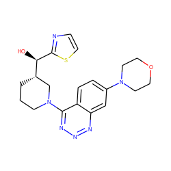 O[C@@H](c1nccs1)[C@H]1CCCN(c2nnnc3cc(N4CCOCC4)ccc23)C1 ZINC000146313421