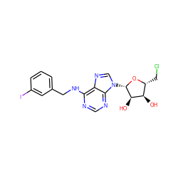 O[C@@H]1[C@@H](CCl)O[C@@H](n2cnc3c(NCc4cccc(I)c4)ncnc32)[C@@H]1O ZINC000013796811