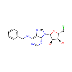 O[C@@H]1[C@@H](CCl)O[C@@H](n2cnc3c(NCc4ccccc4)ncnc32)[C@@H]1O ZINC000013796800