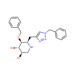 O[C@@H]1[C@@H](OCc2ccccc2)[C@@H](Cc2cn(Cc3ccccc3)nn2)NC[C@H]1O ZINC000299859538