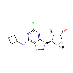 O[C@@H]1[C@H](O)[C@@H]2C[C@@H]2[C@H]1n1cnc2c(NC3CCC3)nc(Cl)nc21 ZINC000084605376