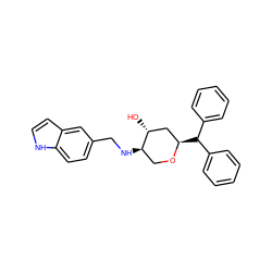 O[C@@H]1C[C@@H](C(c2ccccc2)c2ccccc2)OC[C@H]1NCc1ccc2[nH]ccc2c1 ZINC000036271626