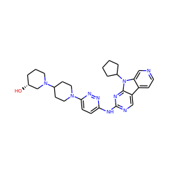 O[C@@H]1CCCN(C2CCN(c3ccc(Nc4ncc5c6ccncc6n(C6CCCC6)c5n4)nn3)CC2)C1 ZINC000169706901