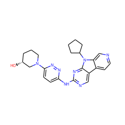 O[C@@H]1CCCN(c2ccc(Nc3ncc4c5ccncc5n(C5CCCC5)c4n3)nn2)C1 ZINC000169706688