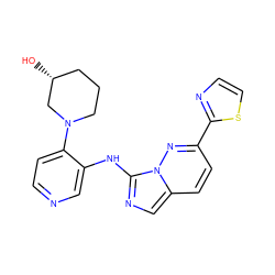 O[C@@H]1CCCN(c2ccncc2Nc2ncc3ccc(-c4nccs4)nn23)C1 ZINC000142974667