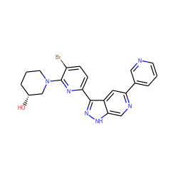 O[C@@H]1CCCN(c2nc(-c3n[nH]c4cnc(-c5cccnc5)cc34)ccc2Br)C1 ZINC000205264062