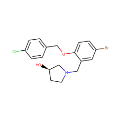 O[C@@H]1CCN(Cc2cc(Br)ccc2OCc2ccc(Cl)cc2)C1 ZINC000028822088