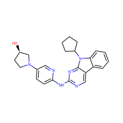 O[C@@H]1CCN(c2ccc(Nc3ncc4c5ccccc5n(C5CCCC5)c4n3)nc2)C1 ZINC000169706753