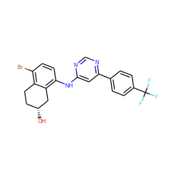 O[C@@H]1CCc2c(Br)ccc(Nc3cc(-c4ccc(C(F)(F)F)cc4)ncn3)c2C1 ZINC000029127338