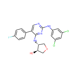 O[C@@H]1COC[C@H]1Nc1nc(Nc2cc(Cl)cc(Cl)c2)ncc1-c1ccc(F)cc1 ZINC000095596733