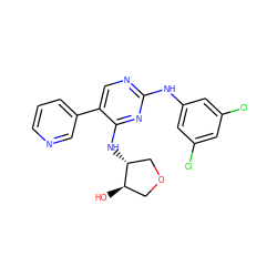 O[C@@H]1COC[C@H]1Nc1nc(Nc2cc(Cl)cc(Cl)c2)ncc1-c1cccnc1 ZINC000095594742