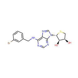 O[C@@H]1CS[C@@H](n2cnc3c(NCc4cccc(Br)c4)ncnc32)[C@@H]1O ZINC000040956058