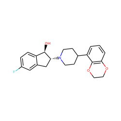 O[C@@H]1c2ccc(F)cc2C[C@H]1N1CCC(c2cccc3c2OCCO3)CC1 ZINC000013471787