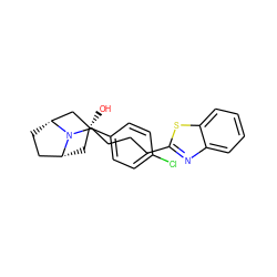 O[C@]1(c2ccc(Cl)cc2)C[C@@H]2CC[C@H](C1)N2CCCCc1nc2ccccc2s1 ZINC000254136494