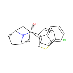 O[C@]1(c2ccc(Cl)cc2)C[C@@H]2CC[C@H](C1)N2Cc1csc2ccccc12 ZINC000101185266