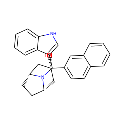 O[C@]1(c2ccc3ccccc3c2)C[C@@H]2CC[C@H](C1)N2Cc1c[nH]c2ccccc12 ZINC000101185077