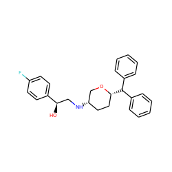 O[C@H](CN[C@H]1CC[C@@H](C(c2ccccc2)c2ccccc2)OC1)c1ccc(F)cc1 ZINC000071318267