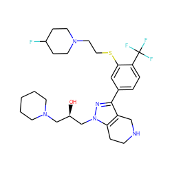 O[C@H](CN1CCCCC1)Cn1nc(-c2ccc(C(F)(F)F)c(SCCN3CCC(F)CC3)c2)c2c1CCNC2 ZINC000049780672