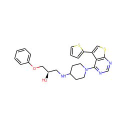 O[C@H](CNC1CCN(c2ncnc3scc(-c4cccs4)c23)CC1)COc1ccccc1 ZINC000064539222