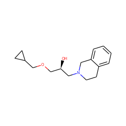 O[C@H](COCC1CC1)CN1CCc2ccccc2C1 ZINC000219733461