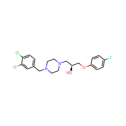 O[C@H](COc1ccc(F)cc1)CN1CCN(Cc2ccc(Cl)c(Cl)c2)CC1 ZINC000095591121