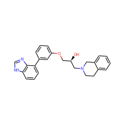 O[C@H](COc1cccc(-c2cccc3[nH]cnc23)c1)CN1CCc2ccccc2C1 ZINC000218396794