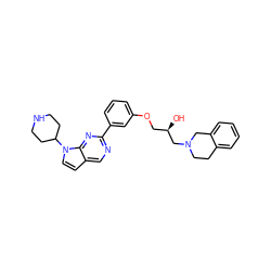 O[C@H](COc1cccc(-c2ncc3ccn(C4CCNCC4)c3n2)c1)CN1CCc2ccccc2C1 ZINC000219778911