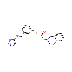 O[C@H](COc1cccc(CNc2ccn[nH]2)c1)CN1CCc2ccccc2C1 ZINC000218387040