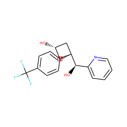 O[C@H](c1ccccn1)[C@]1(c2ccc(C(F)(F)F)cc2)C[C@H](O)C1 ZINC000653822666