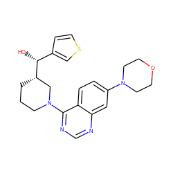 O[C@H](c1ccsc1)[C@H]1CCCN(c2ncnc3cc(N4CCOCC4)ccc23)C1 ZINC000199427524