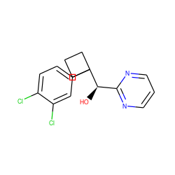 O[C@H](c1ncccn1)C1(c2ccc(Cl)c(Cl)c2)CCC1 ZINC000114252487