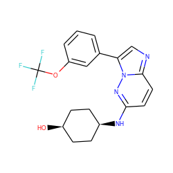 O[C@H]1CC[C@@H](Nc2ccc3ncc(-c4cccc(OC(F)(F)F)c4)n3n2)CC1 ZINC000113135413