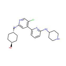 O[C@H]1CC[C@H](Nc2cc(-c3cccc(NC4CCNCC4)n3)c(Cl)cn2)CC1 ZINC000261167422