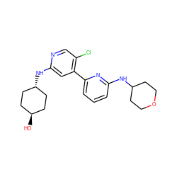 O[C@H]1CC[C@H](Nc2cc(-c3cccc(NC4CCOCC4)n3)c(Cl)cn2)CC1 ZINC000261185103