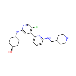 O[C@H]1CC[C@H](Nc2cc(-c3cccc(NCC4CCNCC4)n3)c(Cl)cn2)CC1 ZINC000261080451