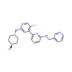 O[C@H]1CC[C@H](Nc2cc(-c3cccc(NCc4cccnc4)n3)c(Cl)cn2)CC1 ZINC000261075984