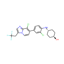 O[C@H]1CC[C@H](Nc2ccc(-c3ccn4c(CC(F)(F)F)cnc4c3Cl)cc2Cl)CC1 ZINC000254133855