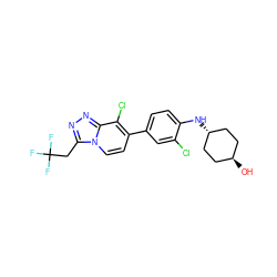 O[C@H]1CC[C@H](Nc2ccc(-c3ccn4c(CC(F)(F)F)nnc4c3Cl)cc2Cl)CC1 ZINC001772640468