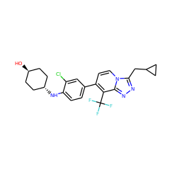 O[C@H]1CC[C@H](Nc2ccc(-c3ccn4c(CC5CC5)nnc4c3C(F)(F)F)cc2Cl)CC1 ZINC001772614607