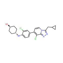 O[C@H]1CC[C@H](Nc2ccc(-c3ccn4c(CC5CC5)nnc4c3Cl)cc2Cl)CC1 ZINC001772582545