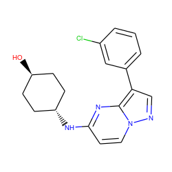 O[C@H]1CC[C@H](Nc2ccn3ncc(-c4cccc(Cl)c4)c3n2)CC1 ZINC000299829883